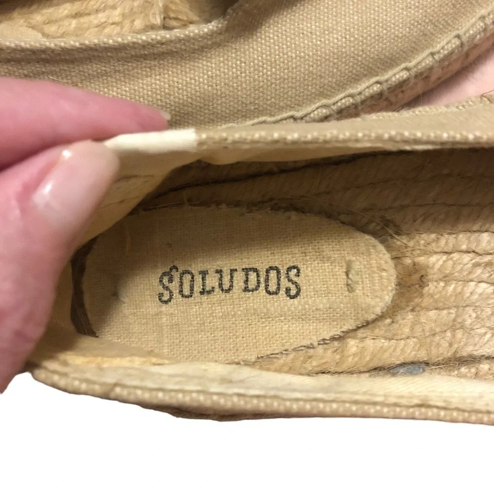 Soludos Tan Jute Canvas‎ Smoking Espadrille Palm Tree Slippers. Size 8.